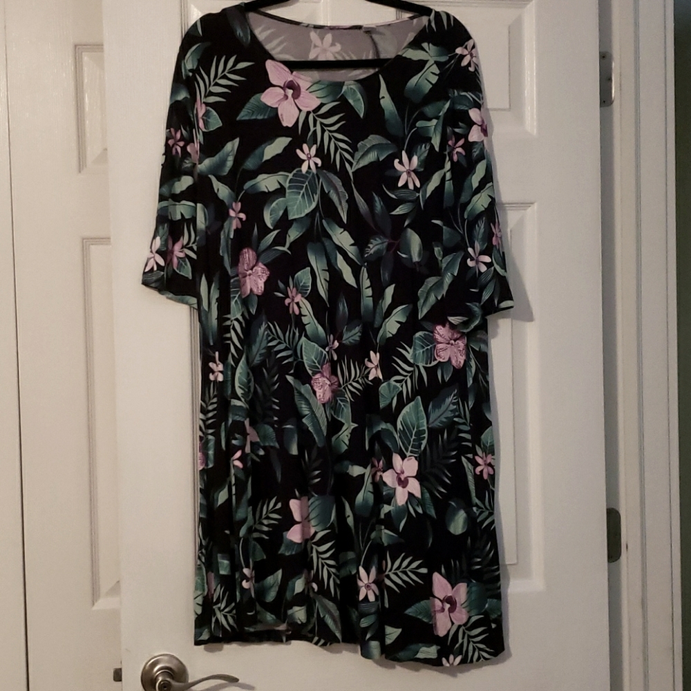 Comfortable Cotton Navy Floral Swing Dress